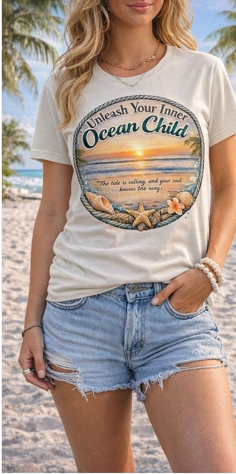 Unleash Your Inner Ocean Child Tee - Beach Sunset Edition