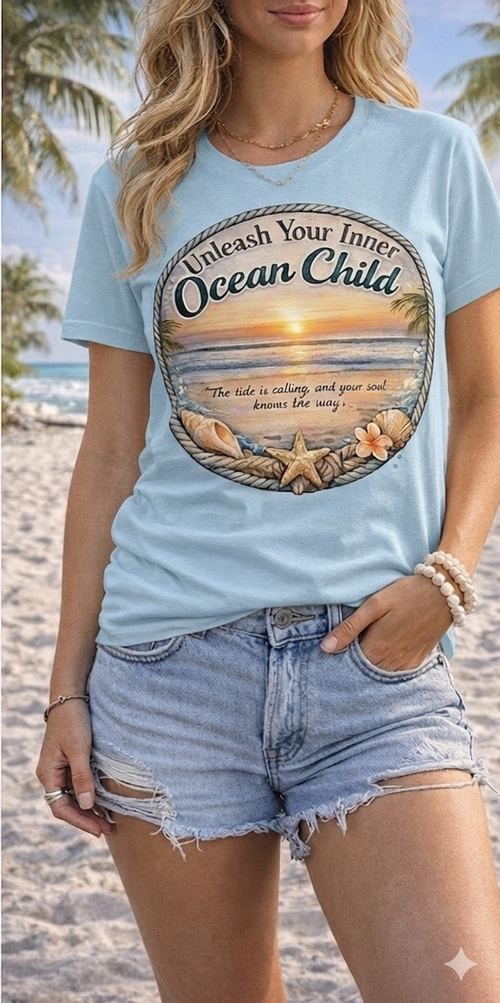 Unleash Your Inner Ocean Child Tee - Beach Sunset Edition
