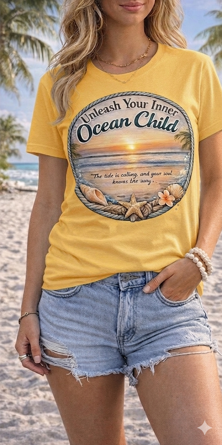 Unleash Your Inner Ocean Child Tee - Beach Sunset Edition