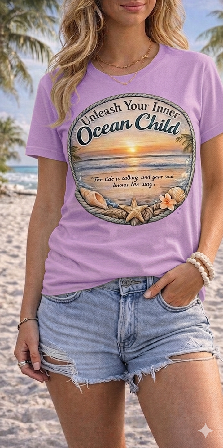 Unleash Your Inner Ocean Child Tee - Beach Sunset Edition