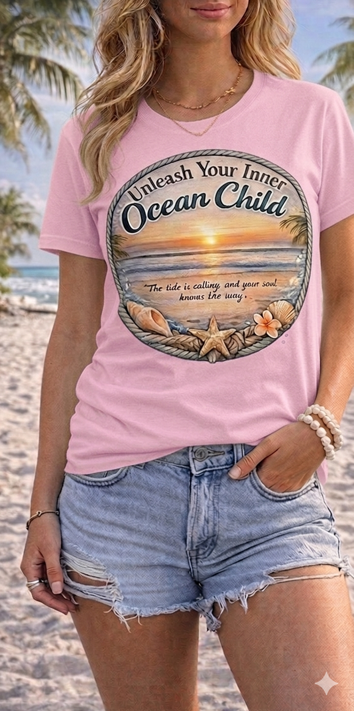 Unleash Your Inner Ocean Child Tee - Beach Sunset Edition