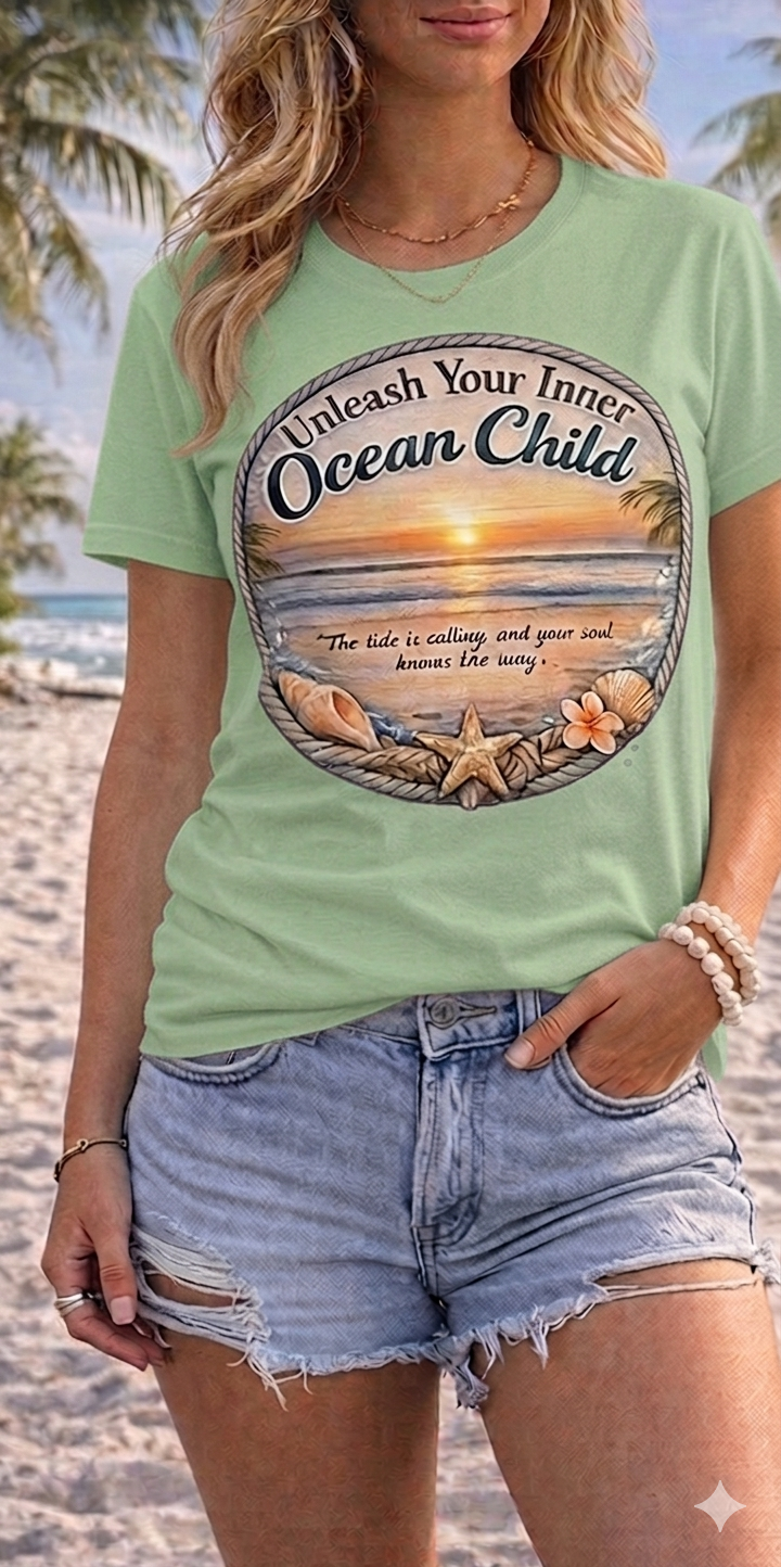 Unleash Your Inner Ocean Child Tee - Beach Sunset Edition