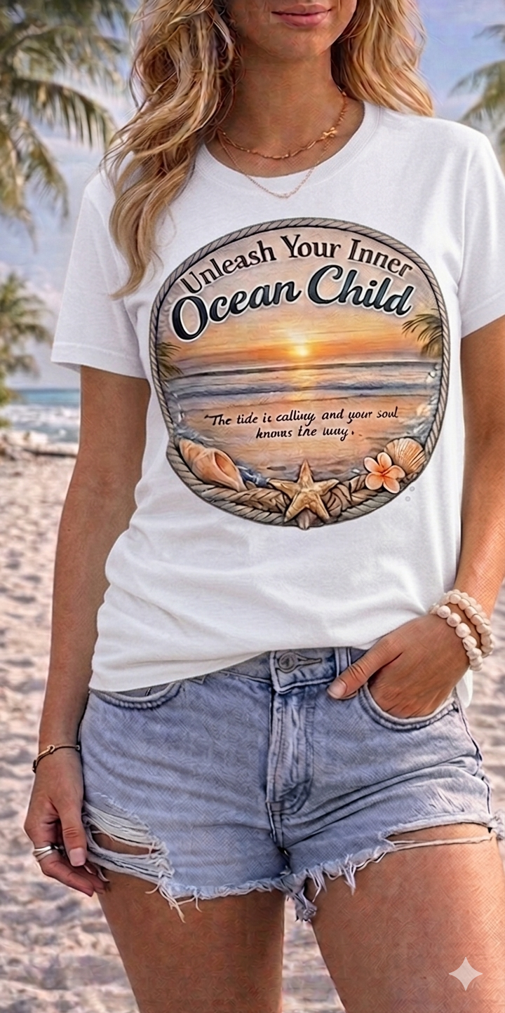 Unleash Your Inner Ocean Child Tee - Beach Sunset Edition