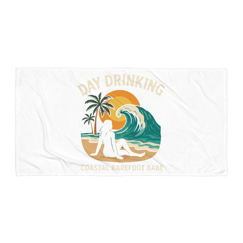 Coastal Barefoot Babe Day Drinking Premium Beach Towel